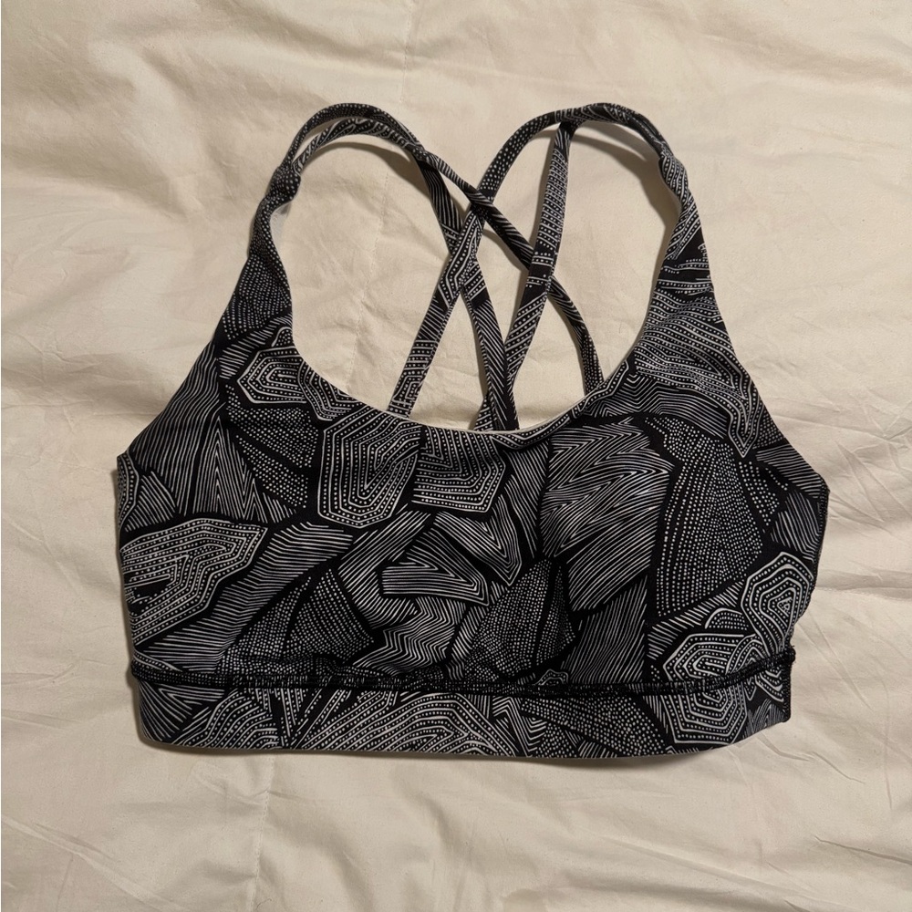 Black and White Patterned Sports Bra